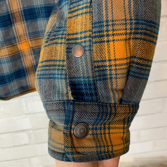 Free Assembly Lined Flannel Work Shirt Jacket Shacket Snap Front - Picture 6 of 11